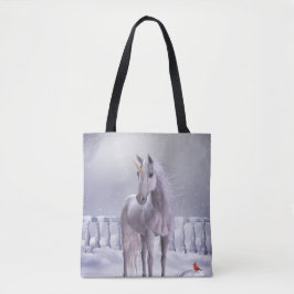 Einhorn in der Schnee-All-Over-Print-Tasche Tasche
