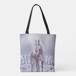 Einhorn in der Schnee-All-Over-Print-Tasche Tasche