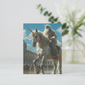 Einhorn in der Stadt Postkarte (Stehend Vorderseite)
