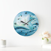 Einhorn in der Wall-Uhr der Ozeanwellen Große Wanduhr (Zuhause)