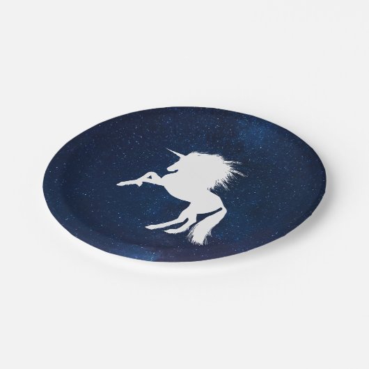 Einhorn in der Weltraumgalaxie Milchstraßen Pappteller (Schrägansicht)