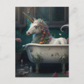 Einhorn in einer Badewanne Postkarte (Vorderseite)