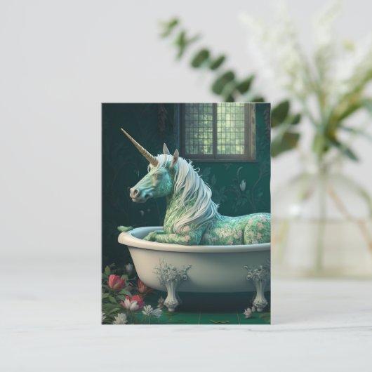 Einhorn in einer Badewanne Postkarte (Stehend Vorderseite)