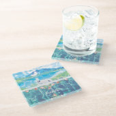 Einhorn in einer paradiesischen Traumwelt Glasuntersetzer (Schrägansicht)