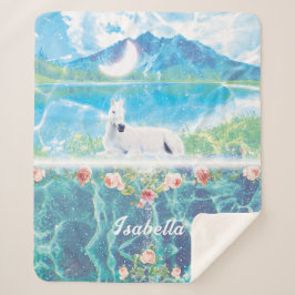 Einhorn in einer paradiesischen Traumwelt maßgesch Sherpadecke