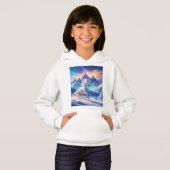 Einhorn in majestätischen, schneebedeckten Bergen Hoodie (Vorne ganz)