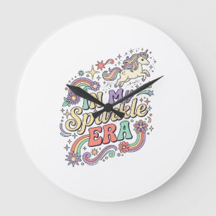 Einhorn In Meiner Funkel Ära Kawaii Bekleidung Gra Große Wanduhr