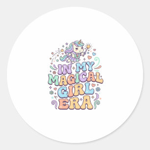 Einhorn In Meiner Magical Girl Ära Kawaii Aufklebe Runder Aufkleber