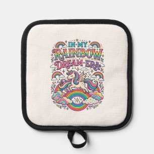 Einhorn In Meiner Regenbogentraum-Ära Farbige Klei Topflappen