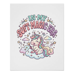 Einhorn In Meiner Weichen Magie-Ära Retro-Stil Pro Poster