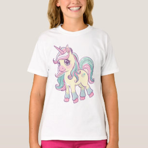 Einhorn in Pastell – Süßes rosa Cartoon-Einhorn-De T-Shirt