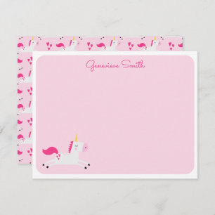 Einhorn in Pinks mit Herz Mitteilungskarte