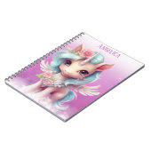 Einhorn in purpink Himmel, Wolken und Sterne & Nam Notizblock (Linke Seite)