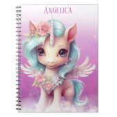 Einhorn in purpink Himmel, Wolken und Sterne & Nam Notizblock (Vorderseite)