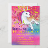 Einhorn in Regenbogenwolke Geburtstag Einladung (Vorderseite)