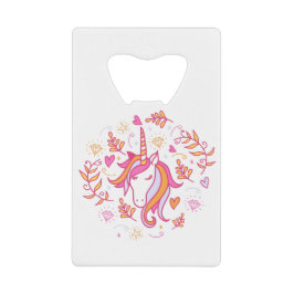 Einhorn in Rosa und Orange Geldbeutel Flaschenöffner