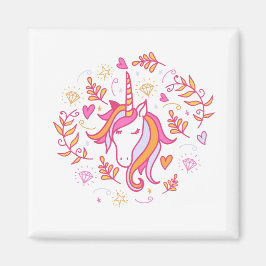 Einhorn in Rosa und Orange Magnet