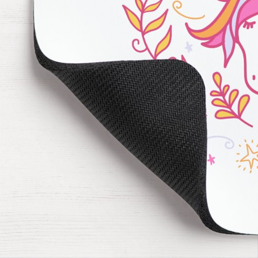 Einhorn in Rosa und Orange Mousepad (Ecke)