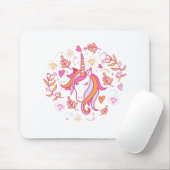 Einhorn in Rosa und Orange Mousepad (Mit Mouse)