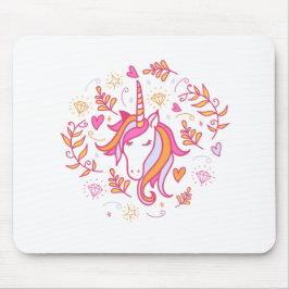 Einhorn in Rosa und Orange Mousepad