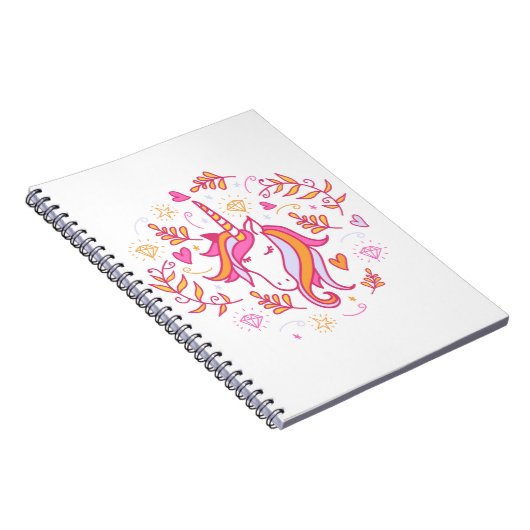 Einhorn in Rosa und Orange Notizblock (Rechte Seite)