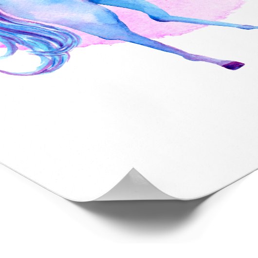 Einhorn in Wasserfarben Poster (Ecke)