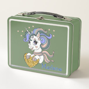 Einhorn individuell anpassbare Metall-Lunchbox Metall Brotdose