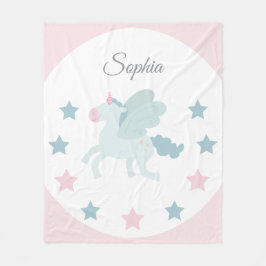 Einhorn individuell Mädchen Rosa Blau  Fleecedecke