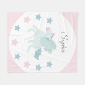 Einhorn individuell Mädchen Rosa Blau Fleecedecke (Vorderseite (Horizontal))