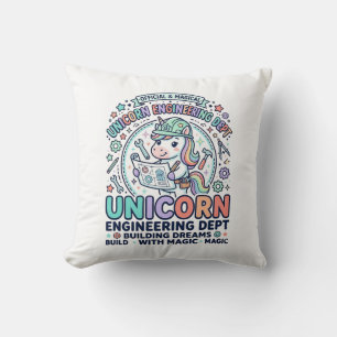 Einhorn Ingenieurabteilung Fettgedruckte Typografi Kissen