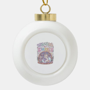 Einhorn Introvertiert aber funkelndes Original Wei Keramik Kugel-Ornament