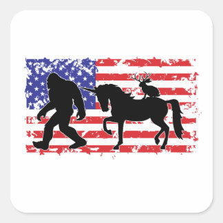 Einhorn, Jackalope, Bigfoot und die amerikanische Quadratischer Aufkleber