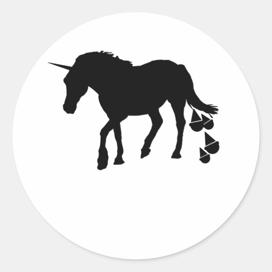Einhorn Kackend Eiscreme Runder Aufkleber (Vorderseite)
