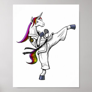 Einhorn Karate Ninja Kampfsport Judo Kickboxen  Poster