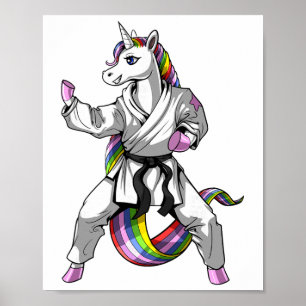 Einhorn Karate Ninja Kampfsport Judo Kickboxen Poster