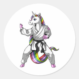 Einhorn Karate Ninja Kampfsport Judo Kickboxen Runder Aufkleber