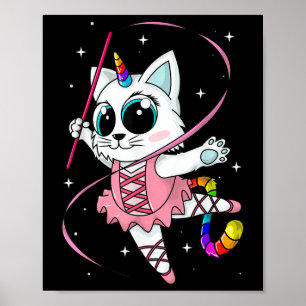 Einhorn Katze Cati Korn Kittycorn Süße Katze Regen Poster