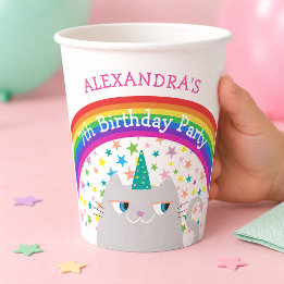 Einhorn Katze Regenbogen Kinder Geburtstag Pappbecher
