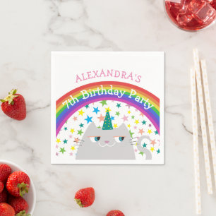 Einhorn Katze Regenbogen Kinder Geburtstag Serviette
