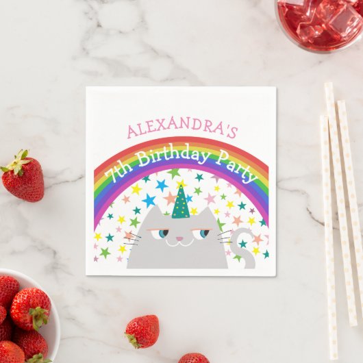 Einhorn Katze Regenbogen Kinder Geburtstag Serviette (Beispiel)