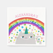 Einhorn Katze Regenbogen Kinder Geburtstag Serviette (Vorderseite)