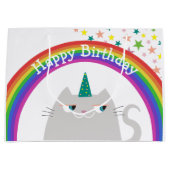 Einhorn Katze Regenbogen Mädchen Geburtstag Große Geschenktüte (Vorderseite)
