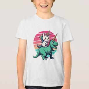 Einhorn Katze T-Rex Abenteuer für Katzenliebhaber Tri-Blend Shirt