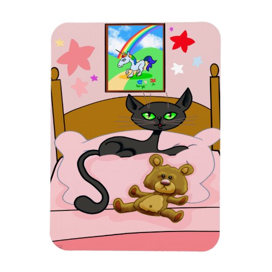 Einhorn, Katze und Teddy Bären Magnet (Vertikal)