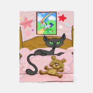 Einhorn-, Katzen- und Teddybärendecke Fleecedecke