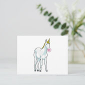 Einhorn Kaugummi Postkarte (Stehend Vorderseite)