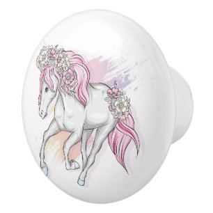 Einhorn-Keramik-Pull Keramikknauf