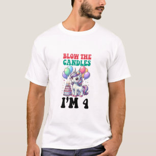 Einhorn-Kinder 4. Geburtstagsfeier Junge 4 Jahre a T-Shirt