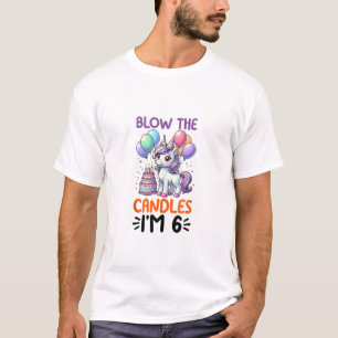 Einhorn-Kinder 6. Geburtstagsfeier Junge 6 Jahre a T-Shirt