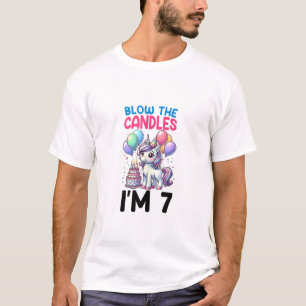 Einhorn-Kinder 7. Geburtstagsfeier Junge 7 Jahre a T-Shirt